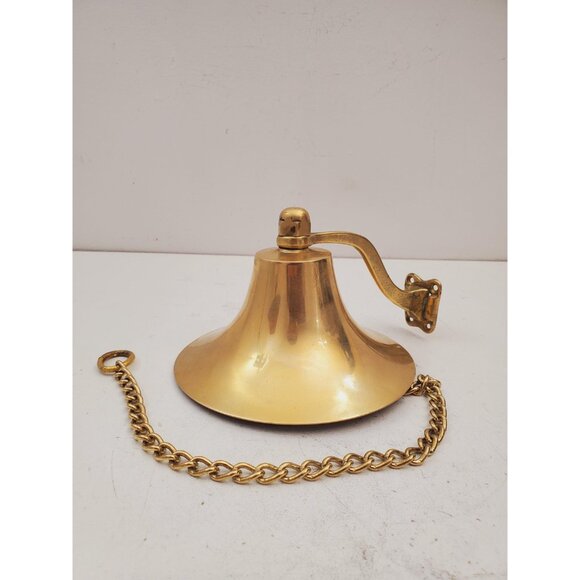 Large Vintage Brass Dinner Bell Wall Mount Decor - Brass Bell , Brass Bell - Picture 2 of 10